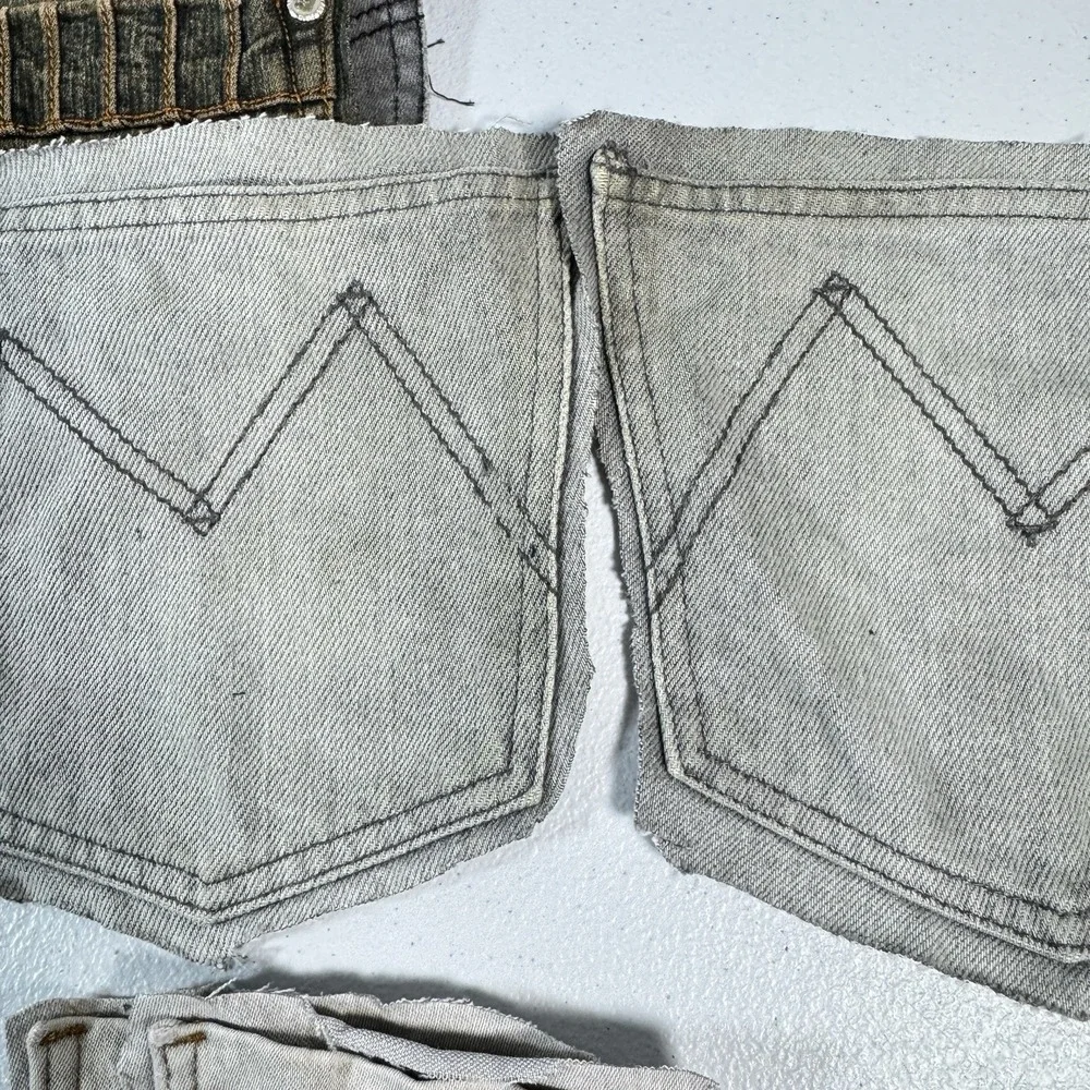 34 Denim Jean Back Pockets 17 Pairs Black Grey Sewing Quilting Crafts Upcycle